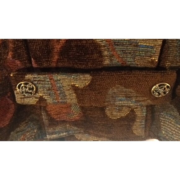Silverado Floral Tapestry Cropped Blazer Jacket Women's  M Brown Chenille Boho - Picture 12 of 12